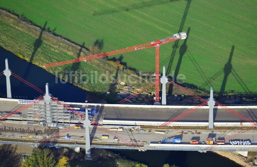 Bad Oeynhausen aus der Vogelperspektive: Baustelle der Werrebrücke in Bad Oeynhausen im Bundesland Nordrhein-Westfalen