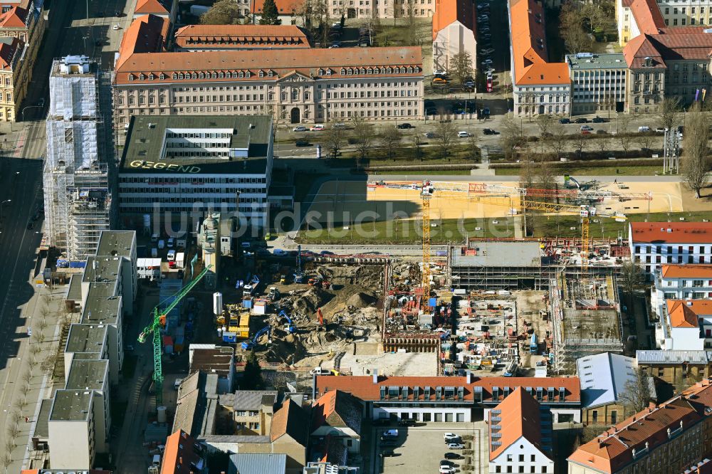 Luftaufnahme Potsdam - Baustelle Wohn- und Geschäftshaus Viertel entlang des Kunst- und Kreativquartier Alte Feuerwache in Potsdam im Bundesland Brandenburg, Deutschland