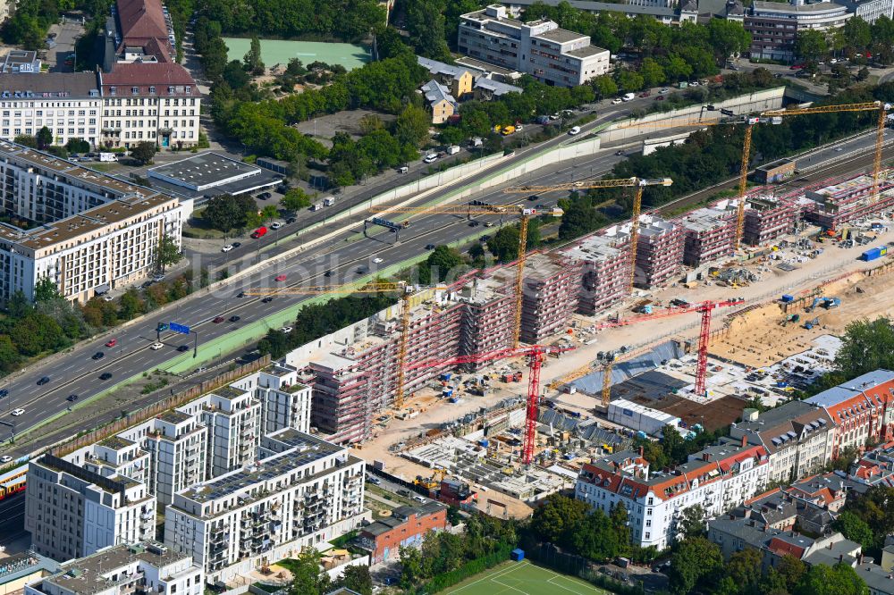 Berlin von oben - Baustelle Wohnanlage Friedenauer Höhe im Ortsteil Wilmersdorf in Berlin, Deutschland