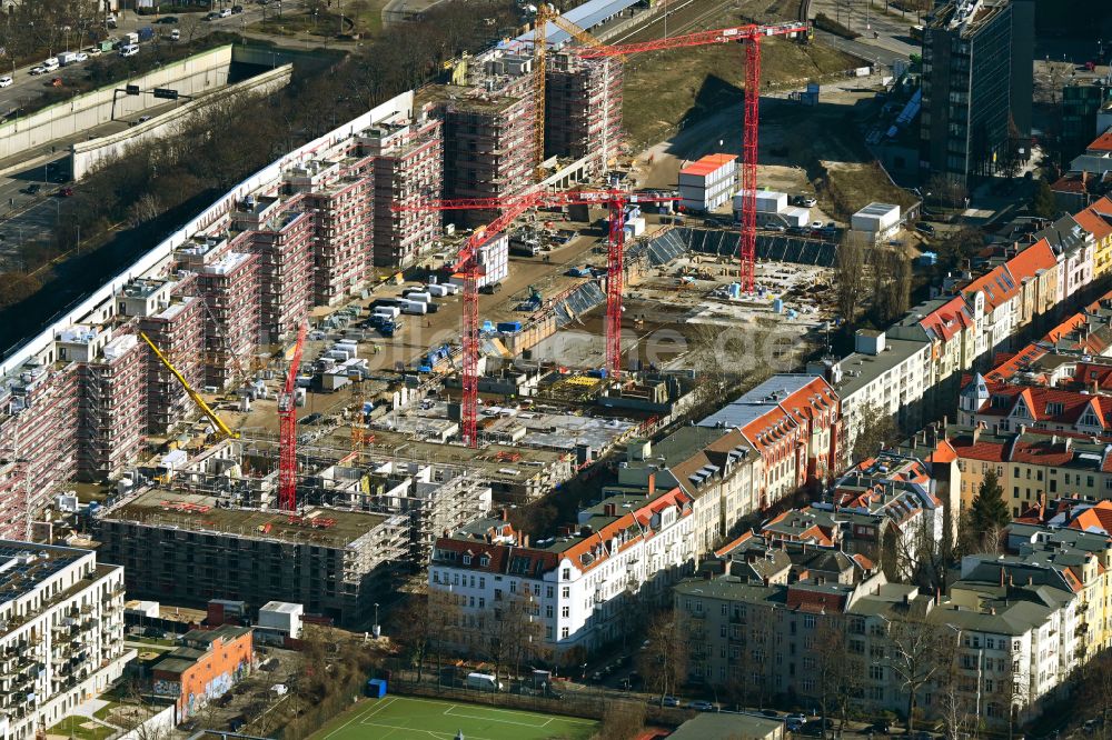 Luftaufnahme Berlin - Baustelle Wohnanlage Friedenauer Höhe im Ortsteil Wilmersdorf in Berlin, Deutschland