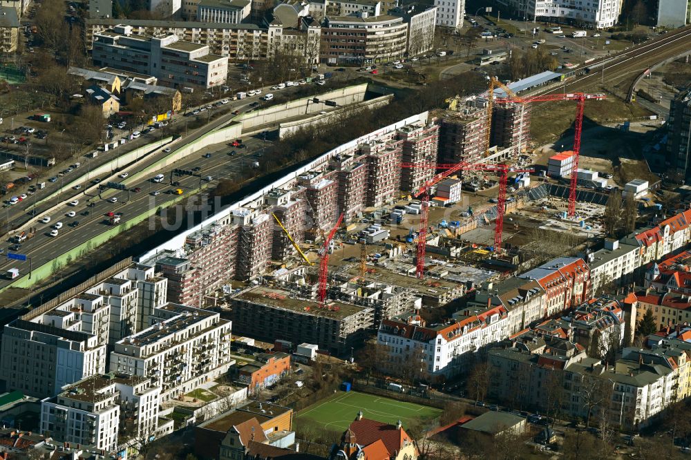 Berlin von oben - Baustelle Wohnanlage Friedenauer Höhe im Ortsteil Wilmersdorf in Berlin, Deutschland