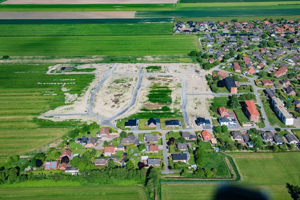 Luftbild Drochtersen - Baustelle Wohngebiet einer Mehr und Einfamilienhaussiedlung Kehdinger Heimat in Drochtersen im Bundesland Niedersachsen, Deutschland