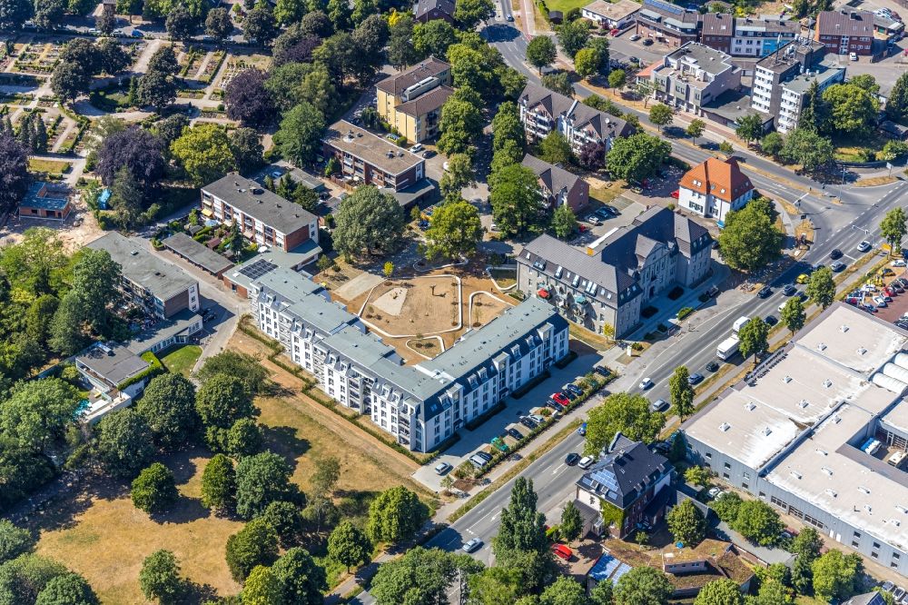 Luftaufnahme Moers - Baustelle Wohngebiet einer Mehrfamilienhaussiedlung in der Albert-Altwicker-Straße in Moers im Bundesland Nordrhein-Westfalen, Deutschland
