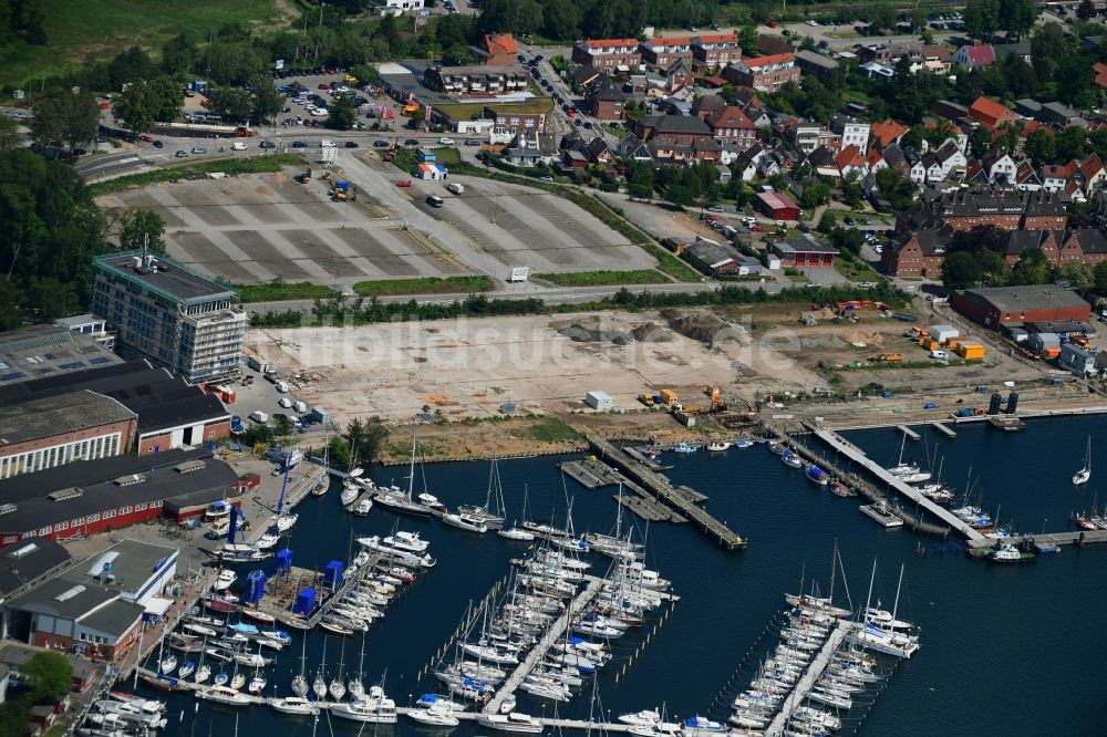 Luftbild Lübeck - Baustelle Wohngebiet einer Mehrfamilienhaussiedlung Auf dem Baggersand in Travemünde im Bundesland Schleswig-Holstein, Deutschland