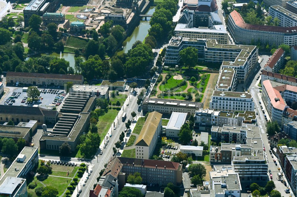 Luftbild Dresden - Baustelle Wohngebiet einer Mehrfamilienhaussiedlung in Dresden im Bundesland Sachsen, Deutschland