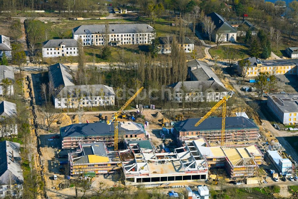 Luftbild Fahrland - Baustelle Wohngebiet einer Mehrfamilienhaussiedlung an der ehemaligen Militär- Kaserne in Fahrland im Bundesland Brandenburg, Deutschland