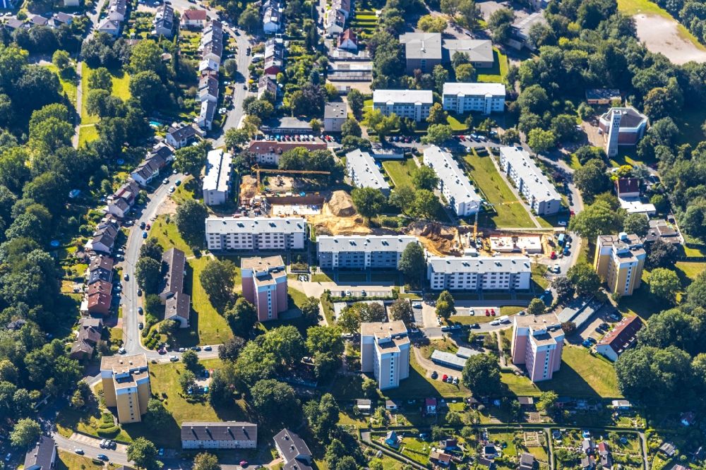 Luftbild Bochum - Baustelle Wohngebiet einer Mehrfamilienhaussiedlung an der Ennepestraße im Ortsteil Grumme in Bochum im Bundesland Nordrhein-Westfalen, Deutschland
