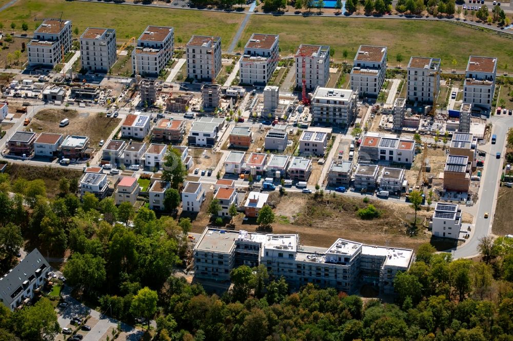 Luftbild Würzburg - Baustelle Wohngebiet einer Mehrfamilienhaussiedlung entlang der Norbert-Glanzberg-straße in Würzburg im Bundesland Bayern, Deutschland