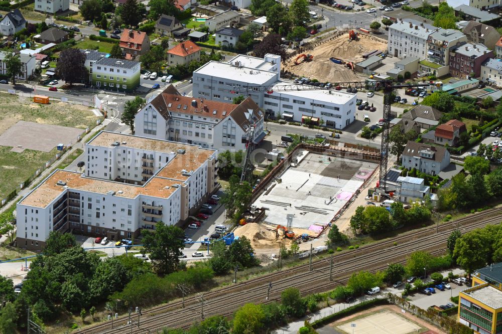 Luftbild Falkensee - Baustelle Wohngebiet einer Mehrfamilienhaussiedlung in Falkensee im Bundesland Brandenburg, Deutschland