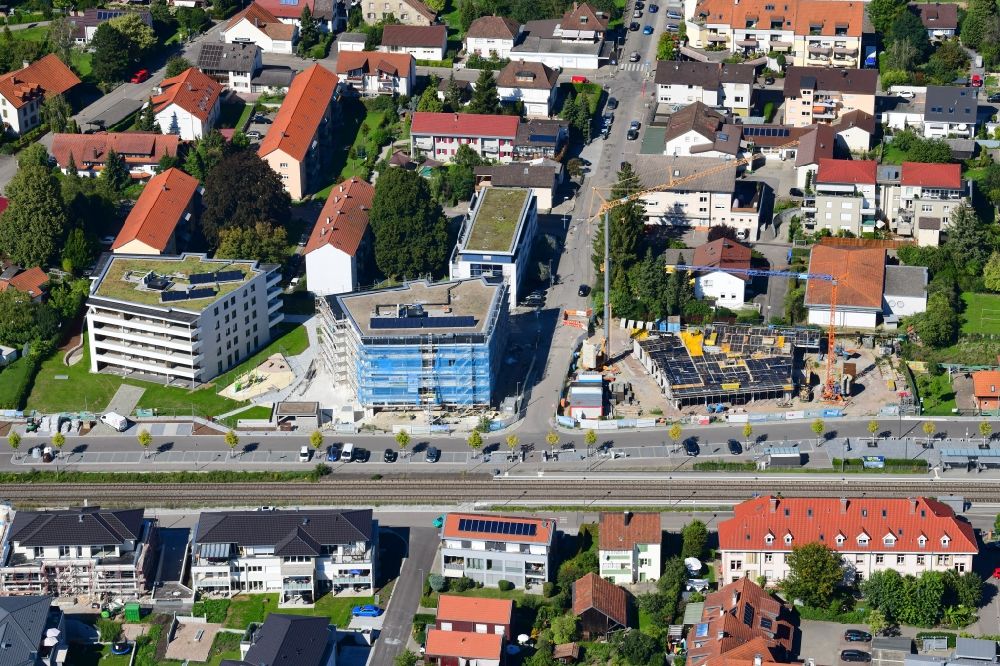 Luftbild Grenzach-Wyhlen - Baustelle Wohngebiet einer Mehrfamilienhaussiedlung Gartenstrasse in Grenzach-Wyhlen im Bundesland Baden-Württemberg, Deutschland
