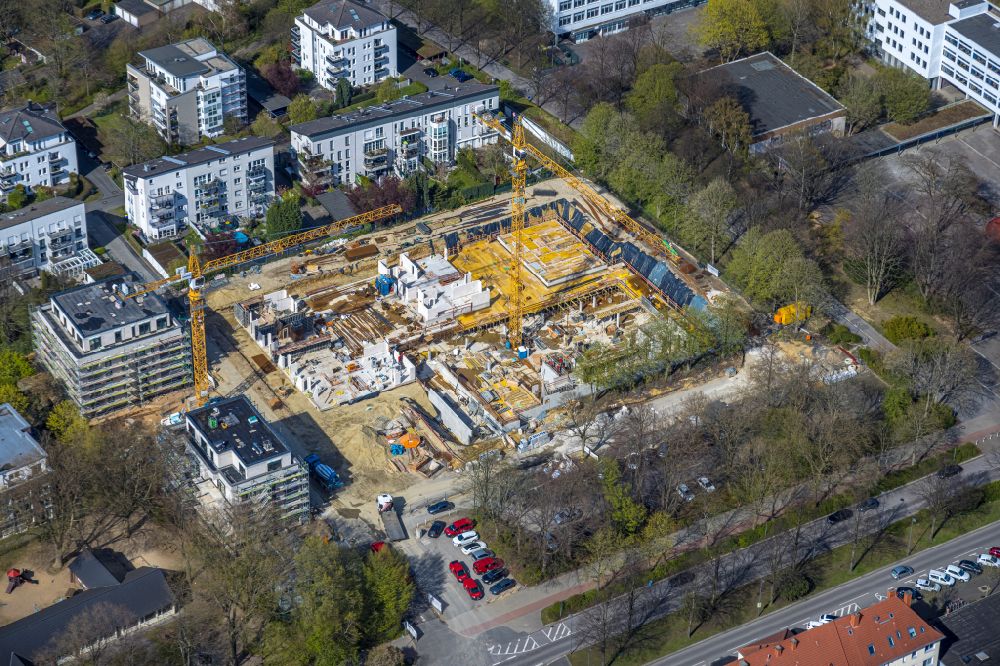 Luftaufnahme Gelsenkirchen - Baustelle Wohngebiet einer Mehrfamilienhaussiedlung in Gelsenkirchen im Bundesland Nordrhein-Westfalen, Deutschland
