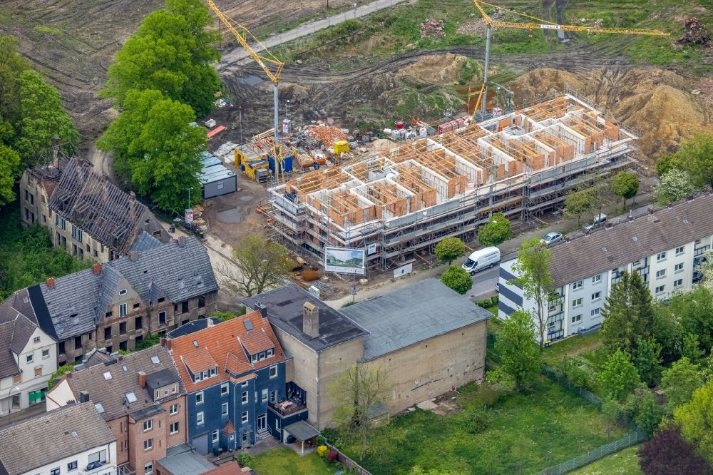 Luftaufnahme Gladbeck - Baustelle Wohngebiet einer Mehrfamilienhaussiedlung in Gladbeck im Bundesland Nordrhein-Westfalen, Deutschland