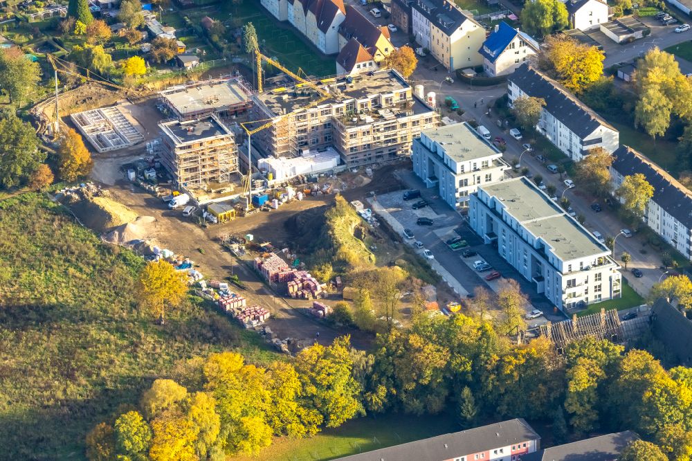 Gladbeck von oben - Baustelle Wohngebiet einer Mehrfamilienhaussiedlung in Gladbeck im Bundesland Nordrhein-Westfalen, Deutschland