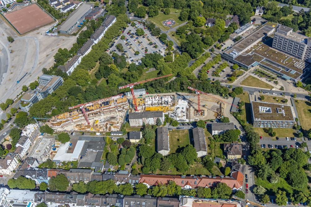 Luftbild Essen - Baustelle Wohngebiet einer Mehrfamilienhaussiedlung an der Herthastraße in Essen im Bundesland Nordrhein-Westfalen, Deutschland