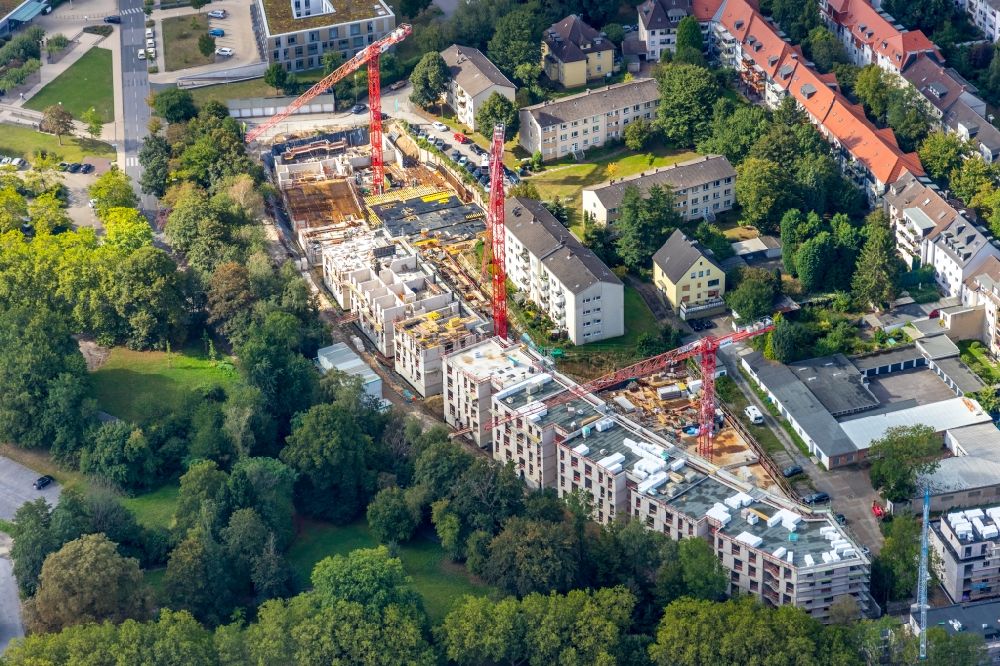 Luftbild Essen - Baustelle Wohngebiet einer Mehrfamilienhaussiedlung an der Herthastraße in Essen im Bundesland Nordrhein-Westfalen, Deutschland