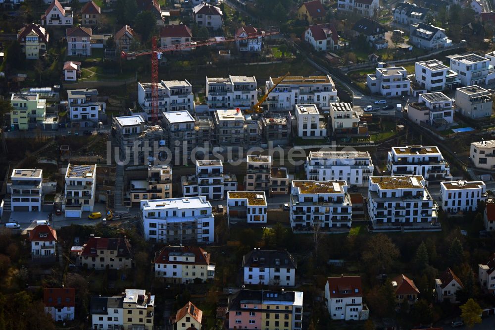 Luftbild Jena - Baustelle Wohngebiet einer Mehrfamilienhaussiedlung in Jena im Bundesland Thüringen, Deutschland