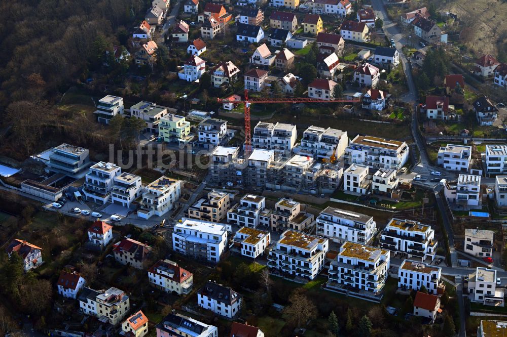 Jena von oben - Baustelle Wohngebiet einer Mehrfamilienhaussiedlung in Jena im Bundesland Thüringen, Deutschland