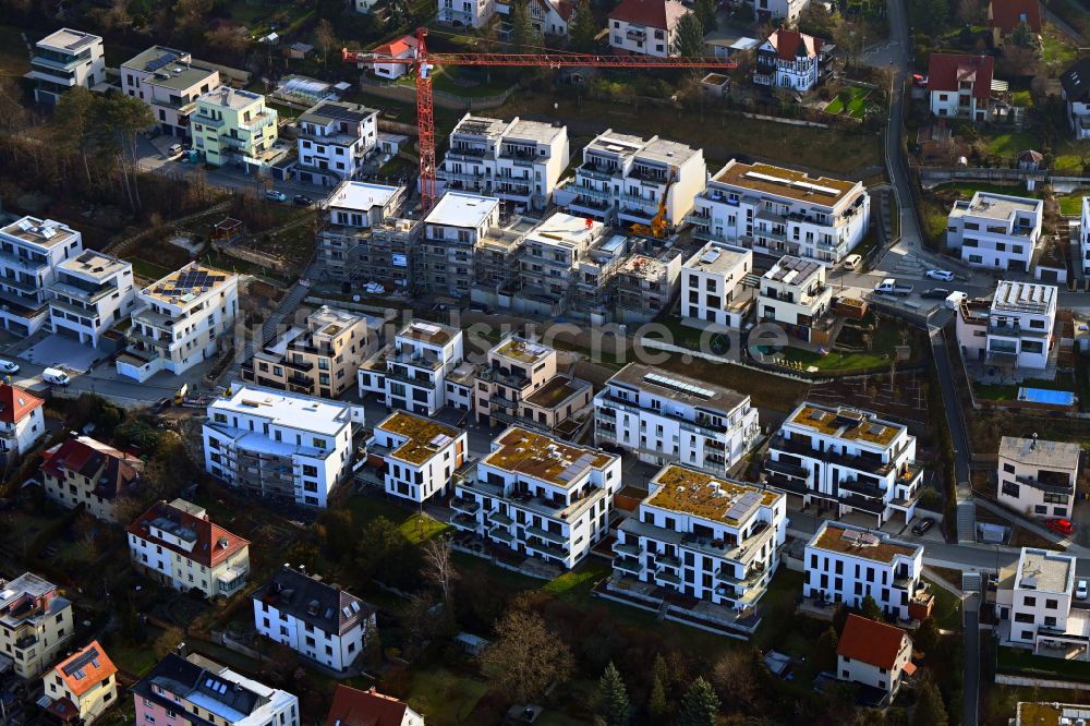 Jena aus der Vogelperspektive: Baustelle Wohngebiet einer Mehrfamilienhaussiedlung in Jena im Bundesland Thüringen, Deutschland