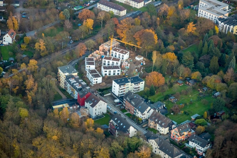 Witten von oben - Baustelle Wohngebiet einer Mehrfamilienhaussiedlung am Ledderken in Witten im Bundesland Nordrhein-Westfalen, Deutschland