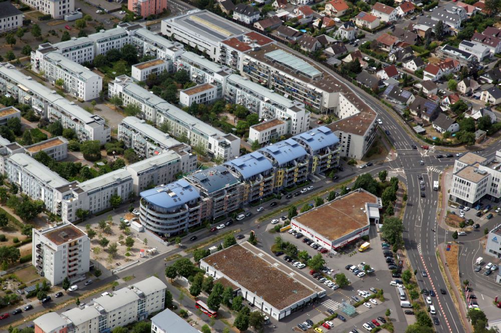 Luftbild Mainz - Baustelle Wohngebiet einer Mehrfamilienhaussiedlung in Mainz im Bundesland Rheinland-Pfalz, Deutschland