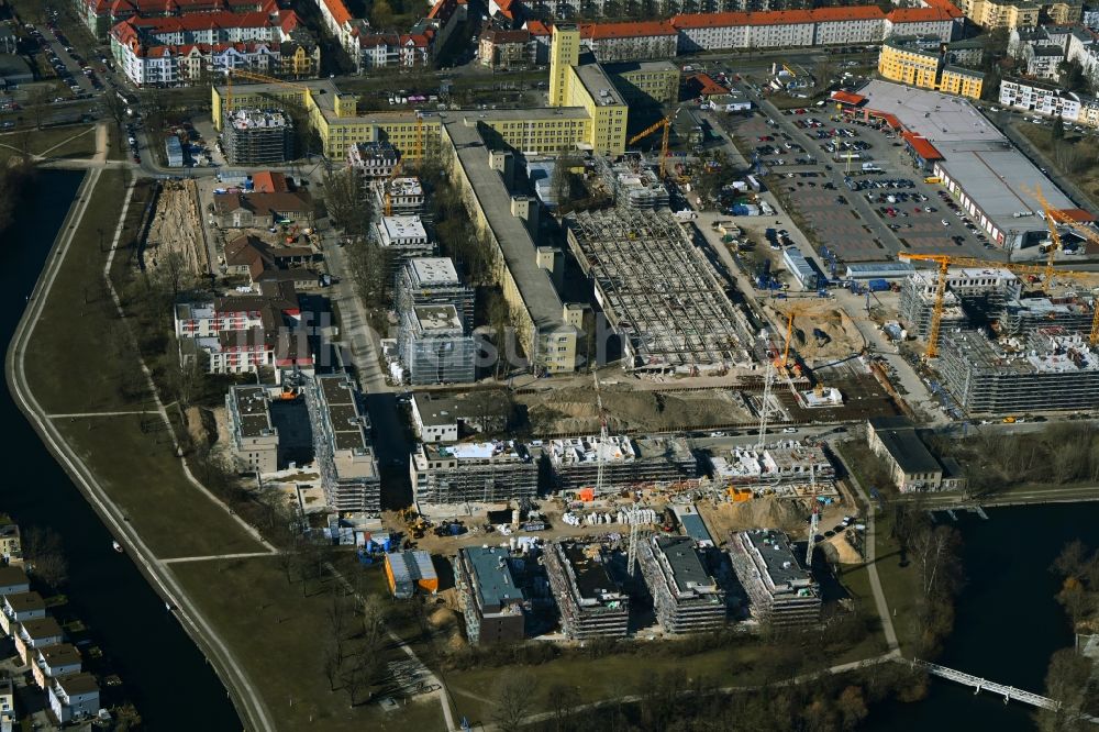 Luftbild Berlin - Baustelle Wohngebiet einer Mehrfamilienhaussiedlung Am Maselakepark im Ortsteil Spandau Hakenfelde in Berlin, Deutschland