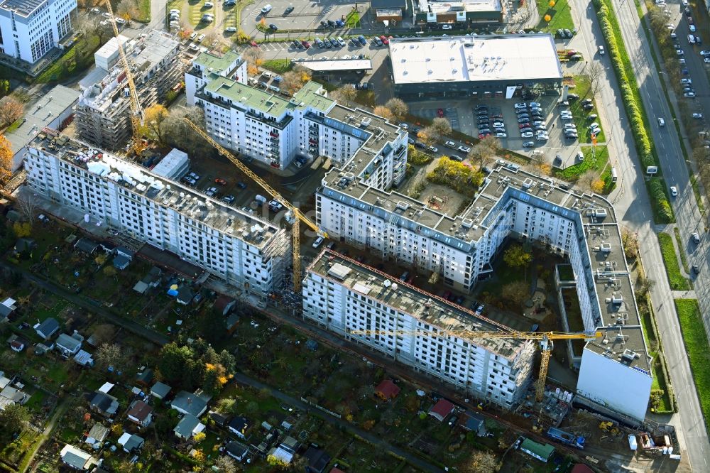 Luftbild Berlin - Baustelle Wohngebiet einer Mehrfamilienhaussiedlung an der Prenzlauer Promenade im Ortsteil Heinersdorf in Berlin, Deutschland