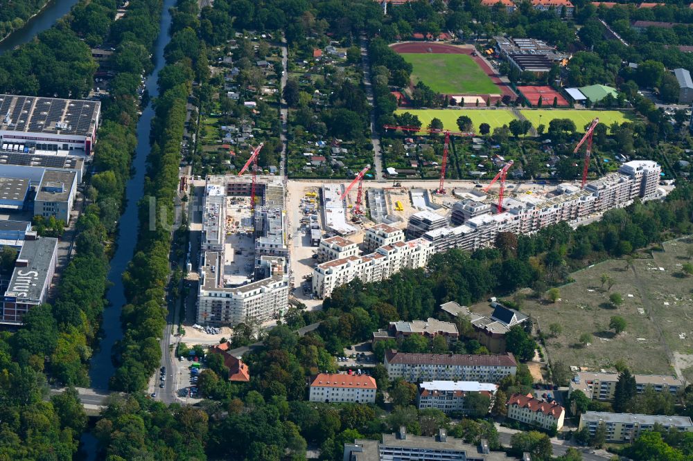 Luftaufnahme Berlin - Baustelle Wohngebiet einer Mehrfamilienhaussiedlung Seed im Ortsteil Siemensstadt in Berlin, Deutschland