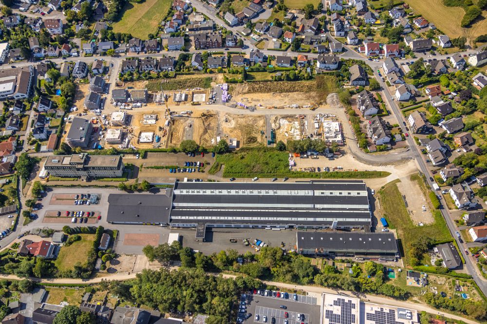 Luftaufnahme Sprockhövel - Baustelle Wohngebiet einer Mehrfamilienhaussiedlung in Sprockhövel im Bundesland Nordrhein-Westfalen, Deutschland