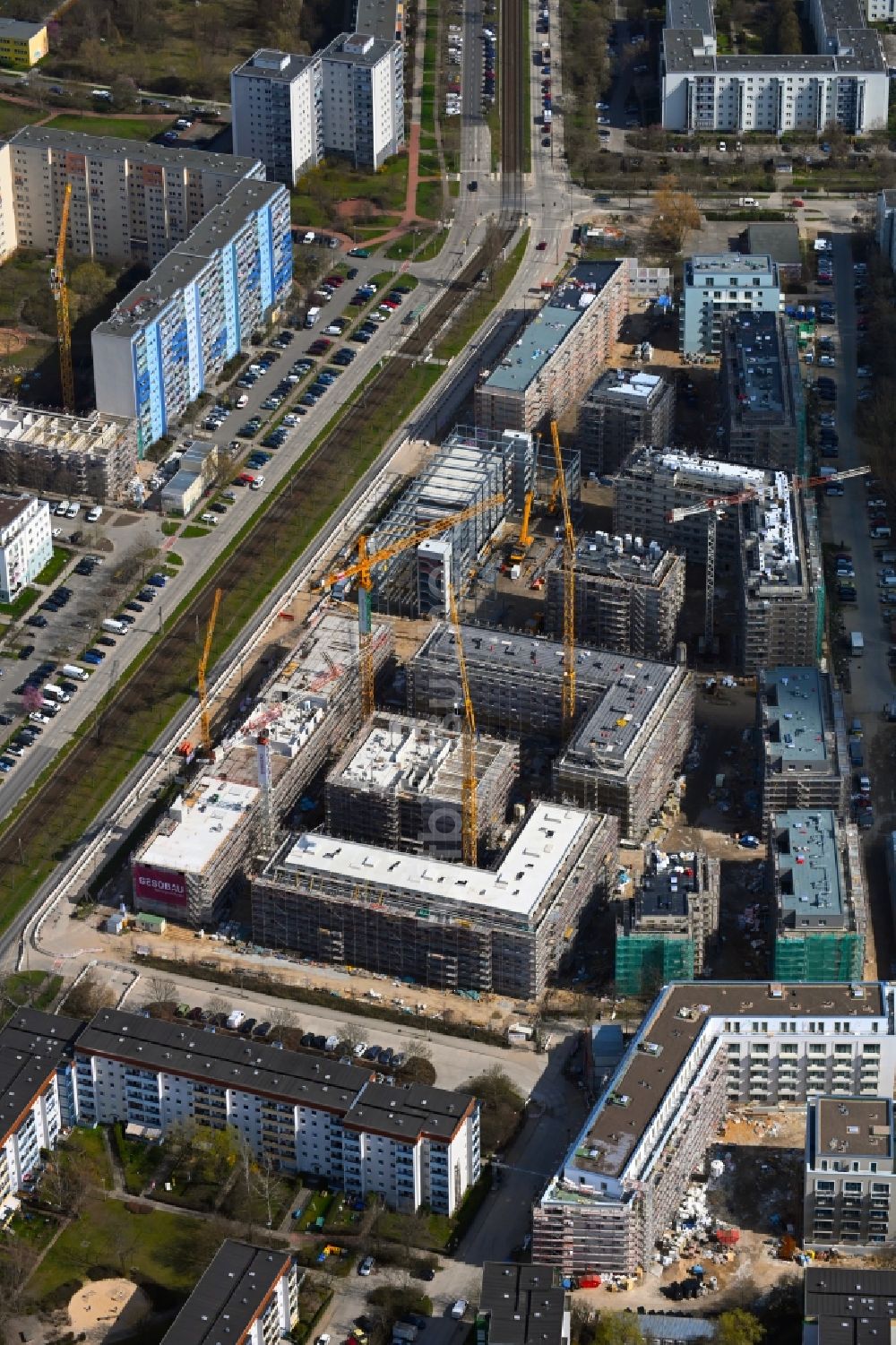 Luftbild Berlin - Baustelle Wohngebiet einer Mehrfamilienhaussiedlung Stadtgut im Ortsteil Hellersdorf in Berlin, Deutschland