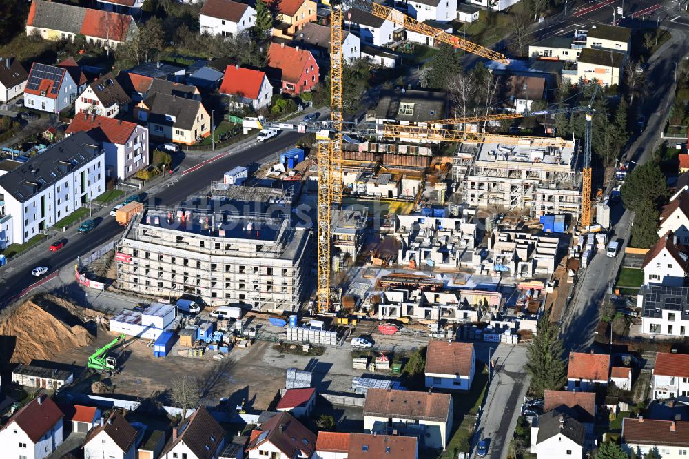 Luftbild Neumarkt in der Oberpfalz - Baustelle Wohngebiet einer Mehrfamilienhaussiedlung Stadtquartier Milchhof in Neumarkt in der Oberpfalz im Bundesland Bayern, Deutschland