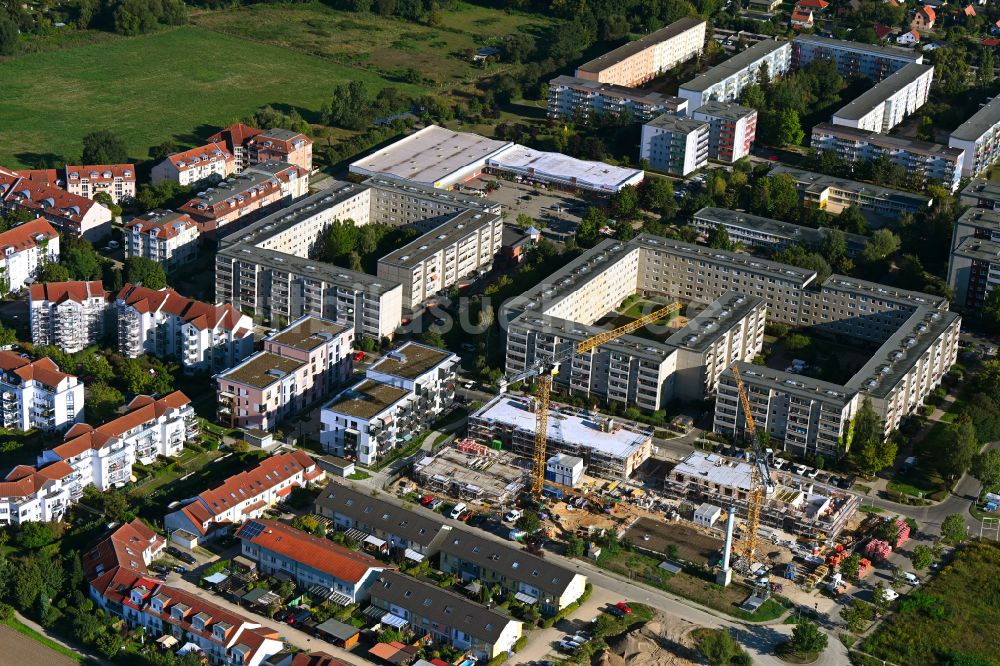 Luftbild Bernau - Baustelle Wohngebiet einer Mehrfamilienhaussiedlung Am Venusbogen in Bernau im Bundesland Brandenburg, Deutschland