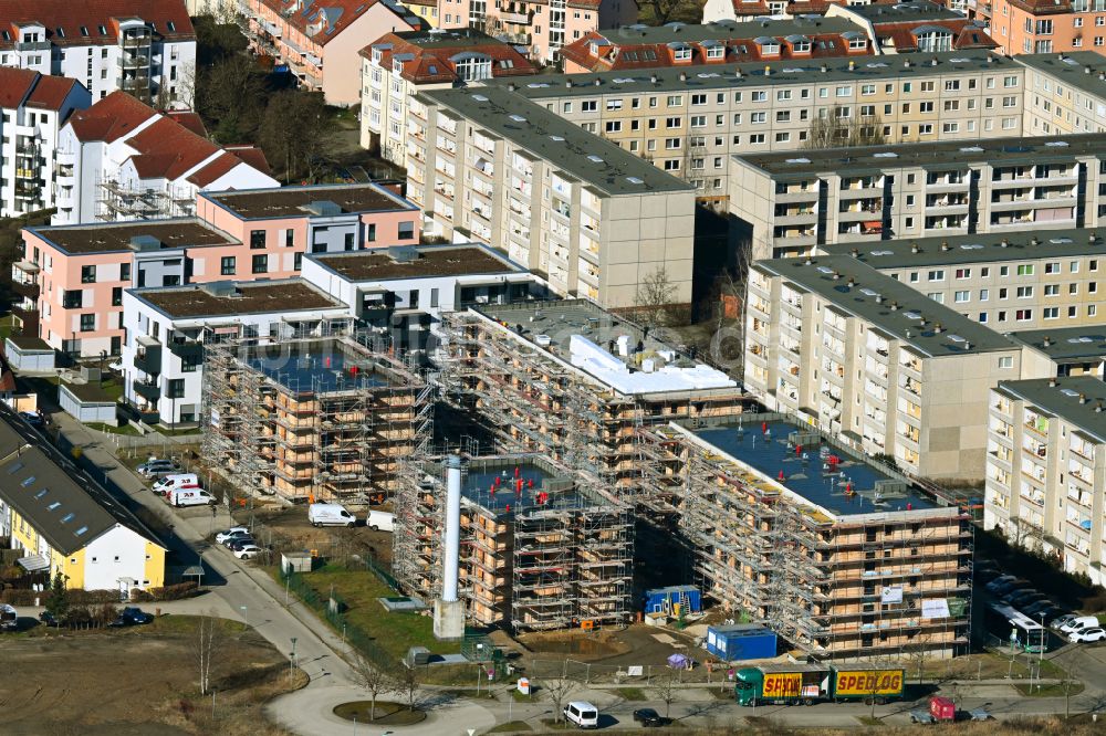 Bernau von oben - Baustelle Wohngebiet einer Mehrfamilienhaussiedlung Am Venusbogen in Bernau im Bundesland Brandenburg, Deutschland
