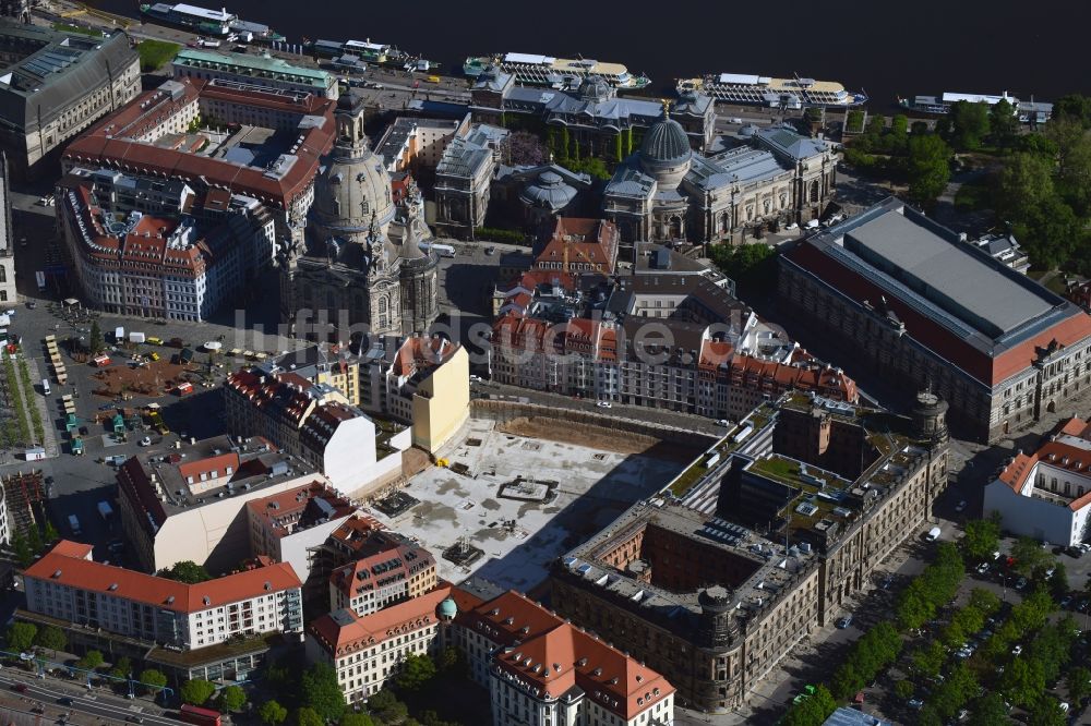 Dresden aus der Vogelperspektive: Baustelle Wohngebiet Quartier Hoym in Dresden im Bundesland Sachsen, Deutschland