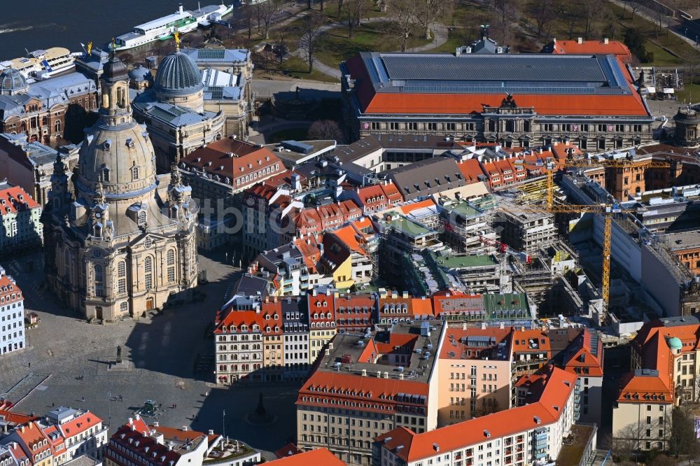 Dresden aus der Vogelperspektive: Baustelle Wohngebiet Quartier Hoym in Dresden im Bundesland Sachsen, Deutschland