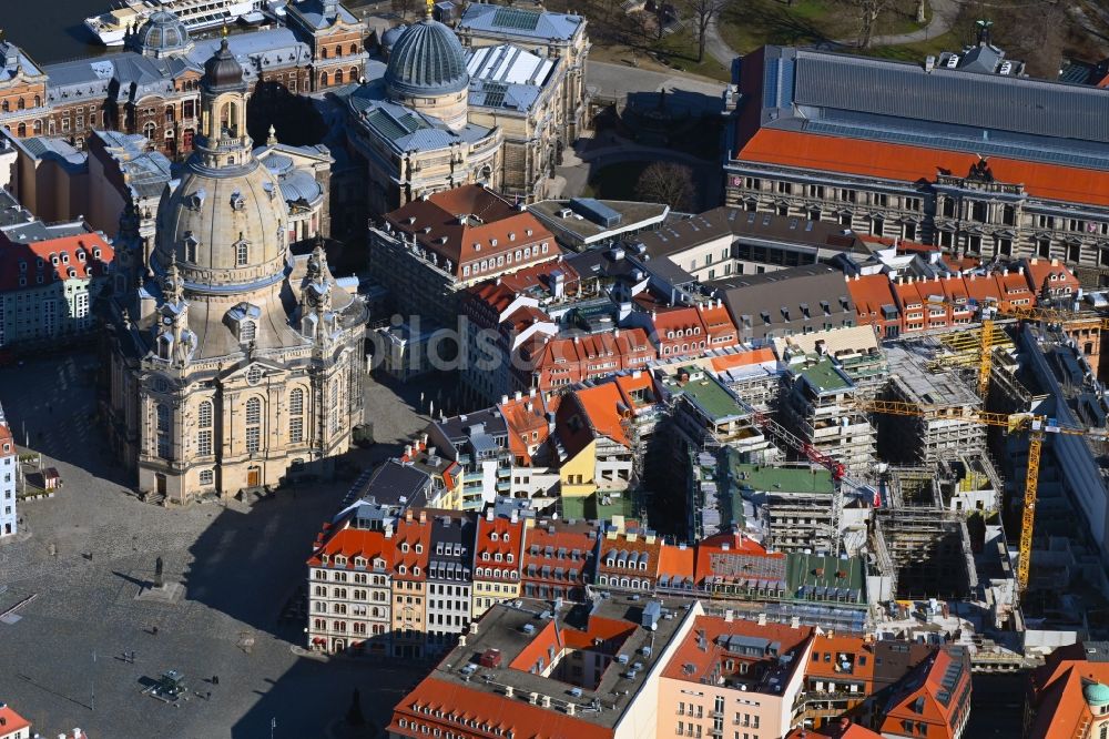 Dresden von oben - Baustelle Wohngebiet Quartier Hoym in Dresden im Bundesland Sachsen, Deutschland