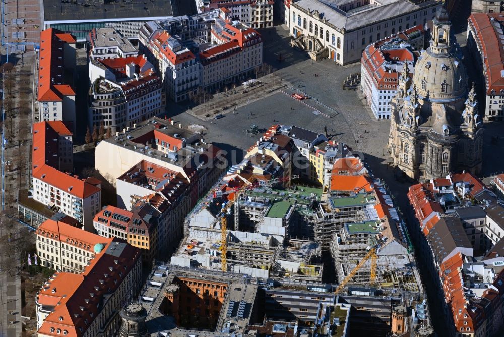 Luftaufnahme Dresden - Baustelle Wohngebiet Quartier Hoym in Dresden im Bundesland Sachsen, Deutschland