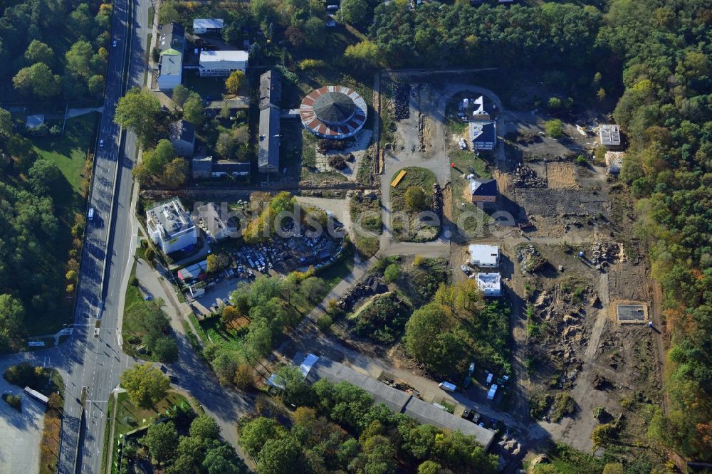 Luftbild Hoppegarten - Baustelle zum Einfamilienhausneubau an der Rennbahnallee in Dahlwitz- Hoppegarten im Bundesland Brandenburg