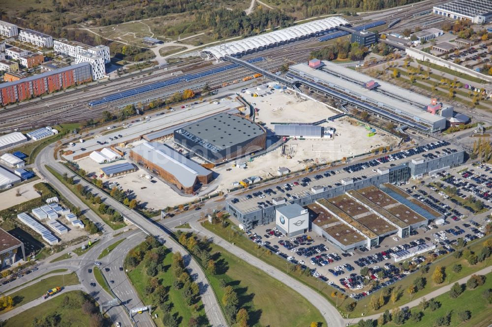 Luftaufnahme München - Baustelle zum Neubau der APASSIONATA World GmbH im Ortsteil Fröttmaning in München im Bundesland Bayern