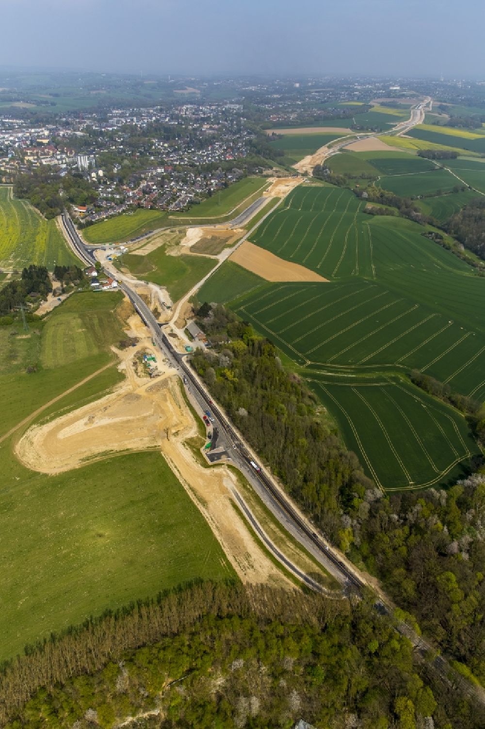 Wülfrath von oben - Baustelle zum Neubau und Ausbau der BAB Autobahn A44 in Wülfrath im Bundesland Nordrhein-Westfalen