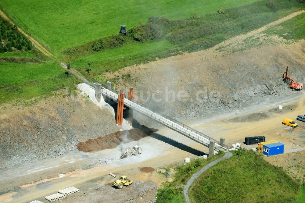 Velmede von oben - Baustelle zum Neubau des Autobahn- Brückenbauwerk der BAB A46 in Velmede im Bundesland Nordrhein-Westfalen, Deutschland