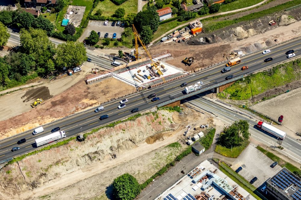 Luftbild Herne - Baustelle zum Neubau der Autobahn- Trasse der BAB 43 über die Forellstraße in Herne im Bundesland Nordrhein-Westfalen, Deutschland