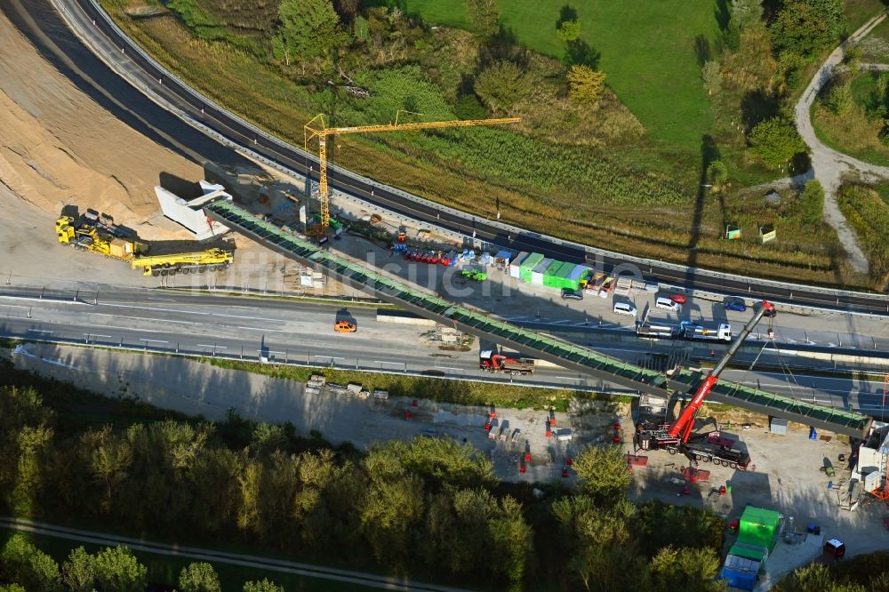 Luftbild Schönerlinde - Baustelle zum Neubau der Autobahn- Trasse der BAB A114 am Dreick Pankow in Schönerlinde im Bundesland Brandenburg, Deutschland