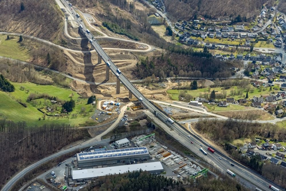 Luftbild Eisern - Baustelle zum Neubau der Autobahn- Trasse der BAB A45 in Eisern im Bundesland Nordrhein-Westfalen, Deutschland