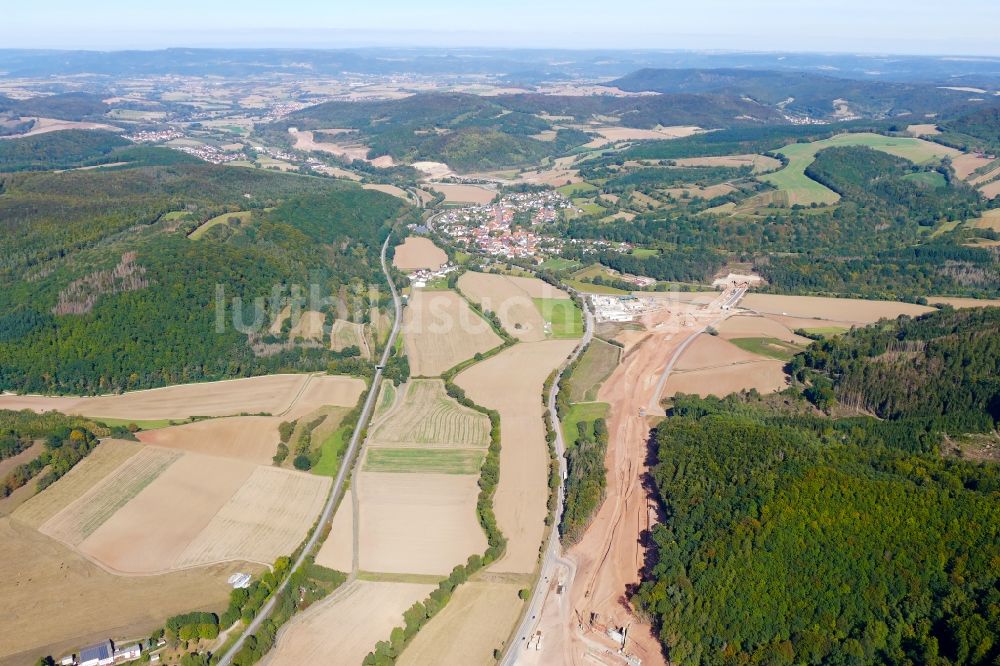 Luftbild Wehretal - Baustelle zum Neubau der Autobahn- Trasse der BAB A44 in Wehretal im Bundesland Hessen, Deutschland