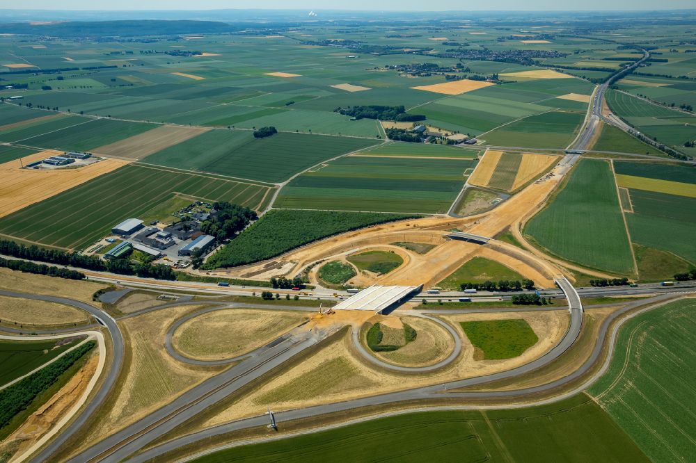Luftbild Titz - Baustelle zum Neubau Autobahnkreuz A61 und A44 am