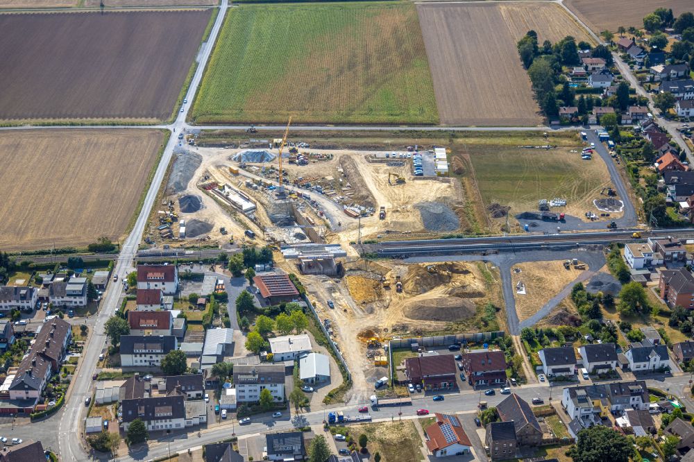 Luftbild Hamm - Baustelle zum Neubau eines Bahnhaltepunktes in Hamm im Bundesland Nordrhein-Westfalen, Deutschland