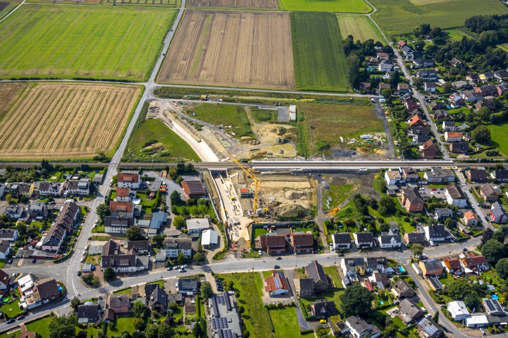 Hamm von oben - Baustelle zum Neubau eines Bahnhaltepunktes in Hamm im Bundesland Nordrhein-Westfalen, Deutschland