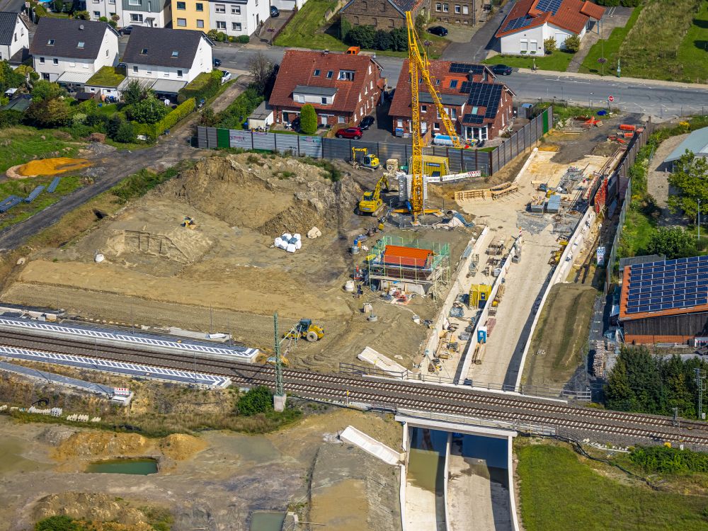 Hamm aus der Vogelperspektive: Baustelle zum Neubau eines Bahnhaltepunktes in Hamm im Bundesland Nordrhein-Westfalen, Deutschland