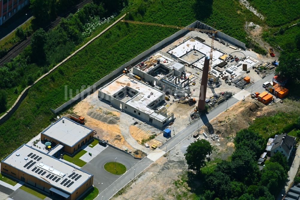 Luftaufnahme Arzberg - Baustelle zum Neubau einer Behinderten- Werkstatt und Fördereinrichtung in Arzberg im Bundesland Bayern, Deutschland