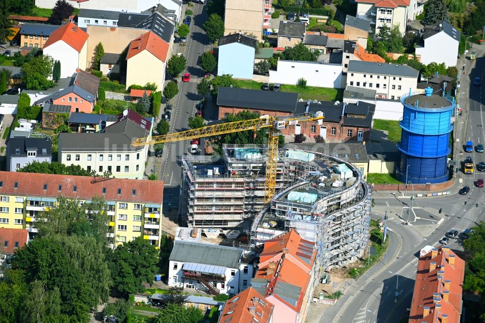 Bernau aus der Vogelperspektive: Baustelle zum Neubau Bernauer Stadthotel in Bernau im Bundesland Brandenburg, Deutschland
